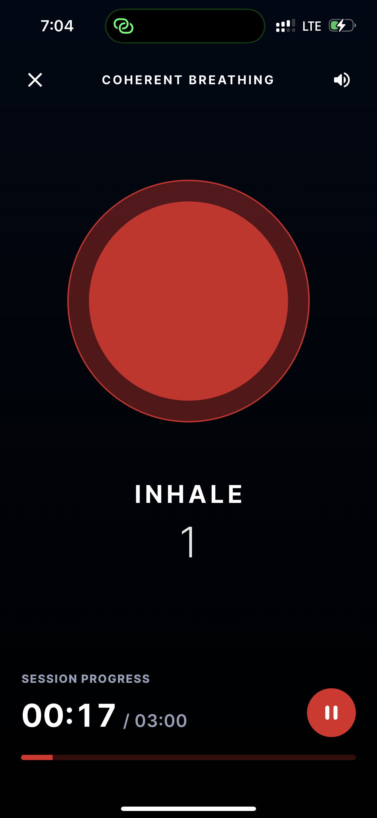 Breath guided breathing session